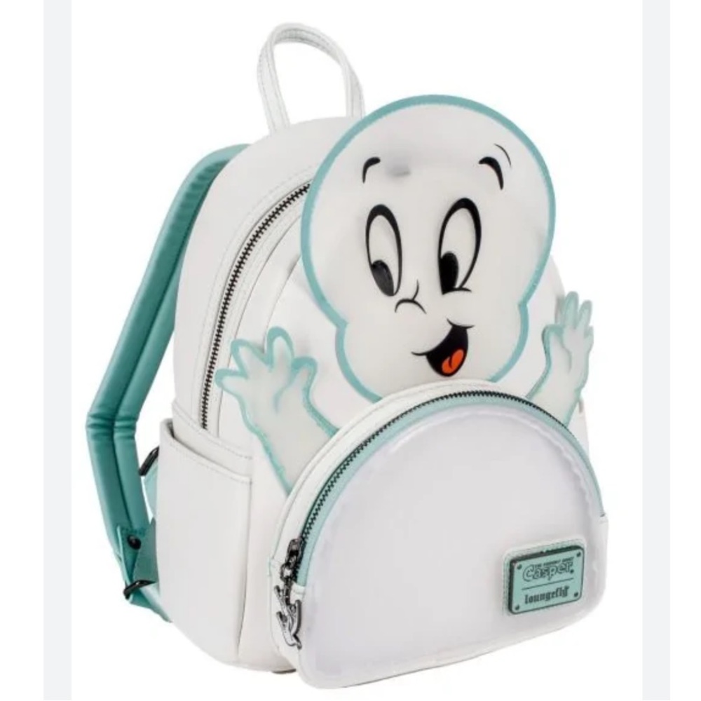 NWT Loungefly Casper Friendly Ghosty Glow In Dark Faux Leather Mini Back Pack - Picture 4 of 12